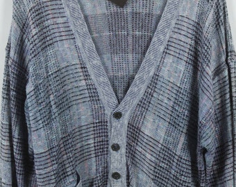 Vintage Cardigan, Vintage Knitwear, 80s, 90s, grey, oversized