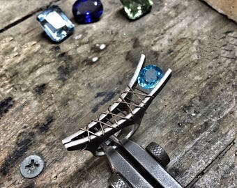 turquoise engagement ring aquamarine birthstone jewelry anniversary gift for women gift for her wedding gift for bride gift engagement gift