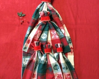 Plaid Gift Bags, Fabric Gift Bag, Christmas Gift Bag, Cloth Gift Bag, Christmas Gift, Up to Set of 5, Upcycled, Recycled, Reusable Gift Bags