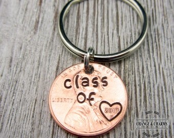 Class of 2017 Graduation Keychain, Custom Keychain, Graduation Gift, Penny Keychain, Personalized Gift, Class of 2017, Graduation Keychain