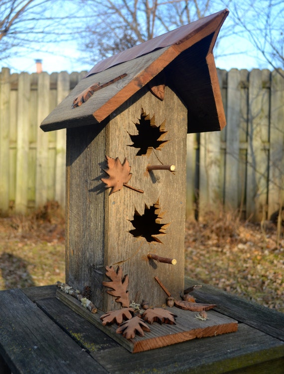 Rustic Bird House Reclaimed Barn Wood Birdhouse Cedar