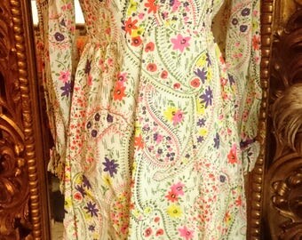 Vintage 1960's Prairie Floral Maxi Dress