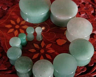 Pair of Jade Stone Plugs / Gauges For Stretched Ears (25mm, 22mm, 19mm, 16mm, 14mm, 12mm, 10mm, 8mm, 6mm, 5mm, 4mm, 3mm)