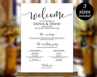 Wedding Program Sign Template, Printable Wedding Program, Wedding Program Poster, Program Sign, PDF Instant Download, Editable Sign