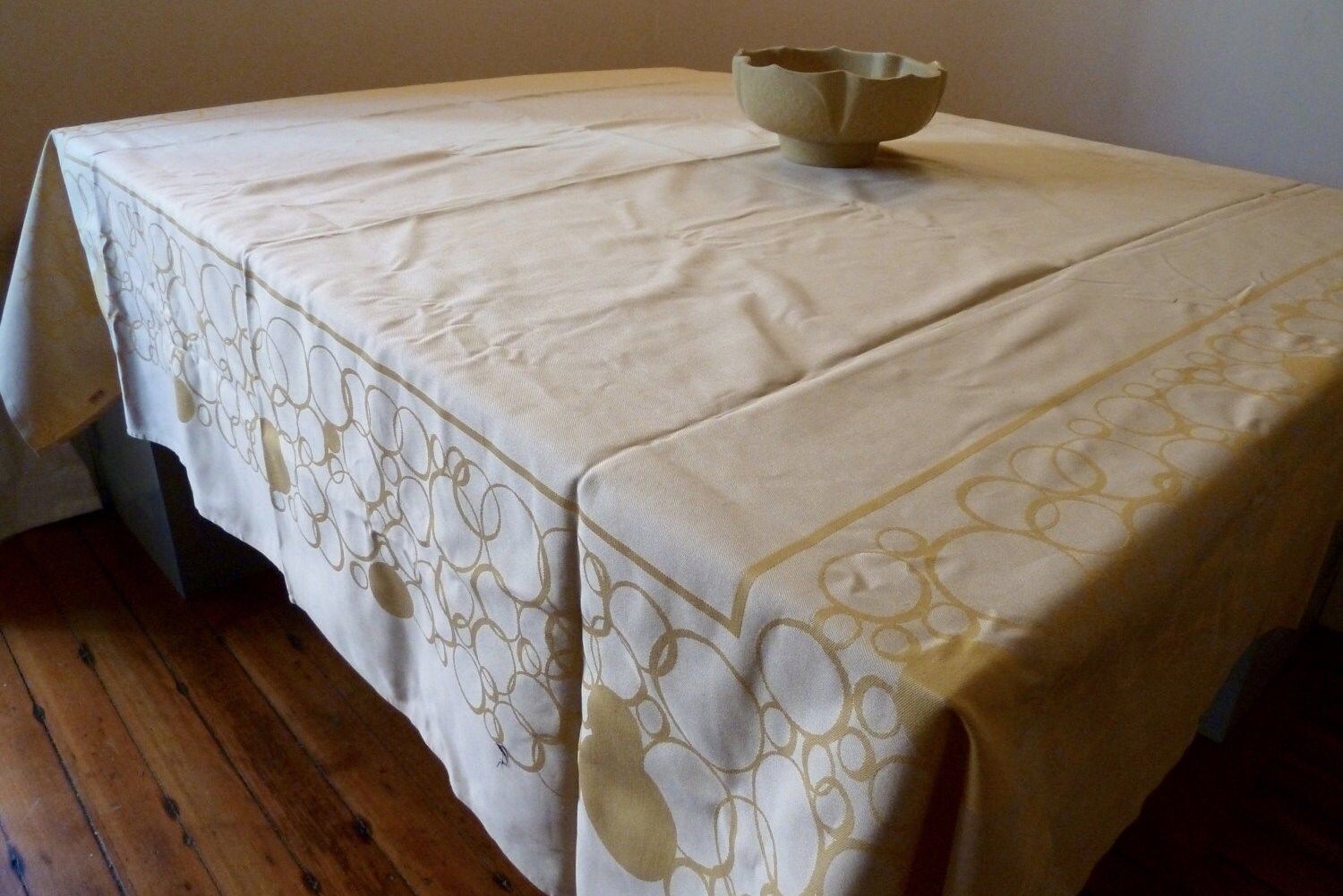 Vintage Frette Tablecloth Italian Damask Weave Cotton