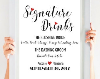 Wedding Signature Drink Sign | Printable Signature Cocktail Sign | Printable Wedding Bar Sign | PDF 24hr Instant Download! SKU# CWS305_3022C