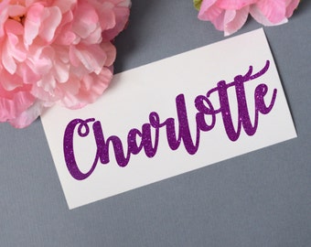 Custom Name Glitter Vinyl Decal, Monogram Sticker