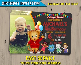 Daniel Tiger Invitation Chalkboard - Daniel Tiger Birthday - Daniel Tiger Invite - Party Favors - Digital - Printable - Personalized