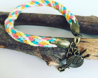 Kumihimo ball of yarn charm bracelet
