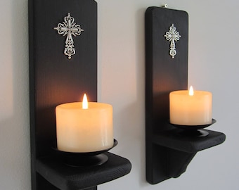 Black Wall Candle Holders black wall sconces | etsy Black Wall Candle Holders black wall sconces | etsy