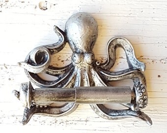Octopus Toilet Paper Holder Nautical Bathroom Octopus Decor Nautical Bathroom Decor Toilet Tissue Holder Nautical Decor Octopus Wall Art
