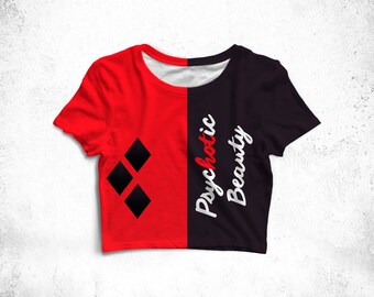 Harley Quinn Top - Harley Quinn Cosplay, Harley Quinn Costume, Harley Quinn Shirt, Harley Quinn Gift, Comics Shirt, Comics Tee, Crop Top