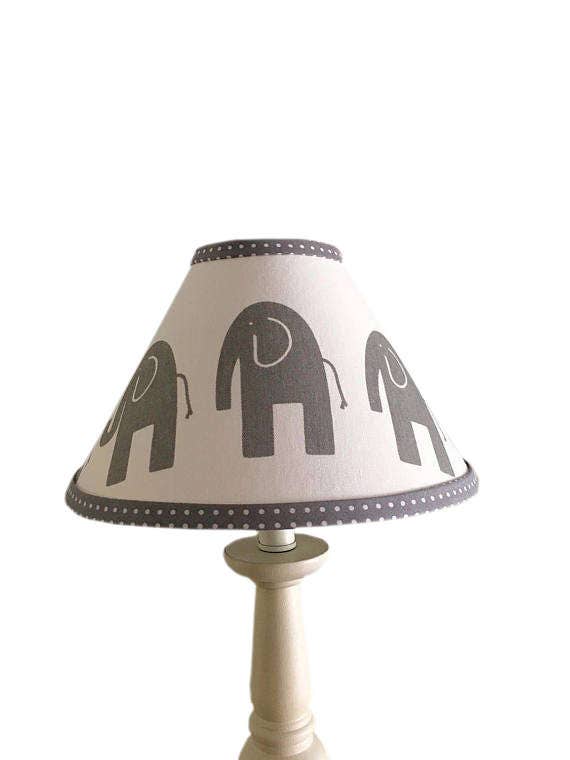 Grey White Elephant Lamp ShadeBaby GenderNeutral Grey Polka