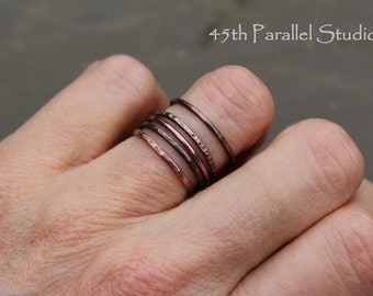 Thin Copper Stacking Rings, Copper Midi Ring, Stacking Ring Set, Stackable Ring, Copper Wire Rings, Copper Rings, Copper Jewelry
