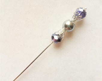 Pearl and Crystals Hat Pin/Stick Pin/Hijab Pin