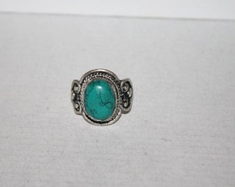 Turquoise ring, Silver ring, boho ring, tribal ring, gypsy ring, Tibetan ring, Turquoise jewelry, Navajo ring, Adjustable ring QQ