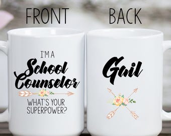 School Counselor Superpower Mug, School Counselor Mug, School Counselor Gift, Gift for School Counselor, School Counselor Cup, Counselor Mug