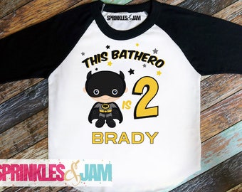 Baby Boy Batman 2nd Birthday Outfit, 2nd Birthday Shirt Boy, Superhero Birthday Shirt, Boys 2nd Birthday Party Shirt