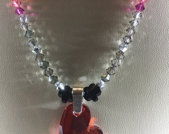 Red Heart Crystal Necklace 15% Off Labor Day Sale