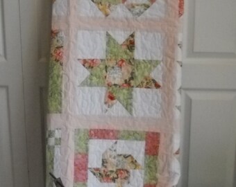 Pastel soft colors, Lap Quilt, Twin Bed Quilt, Coverlet, Wall Hanging, Dorm Room Quilt, Handmade Quilt, Sunroom Quilt, Porch Quilt