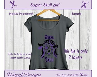 Sugar Skull svg, SKull svg, girl svg, Sugar skull dxf, dxf cut file, fcm cut file, svg designs ,dxf skull, fcm design, girl skull svg
