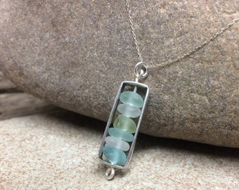 Sterling Silver and Beach Glass Pendant Necklace