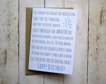 30th Birthday card // Awkward birthday card // Funny 30th Birthday Card // Thirtieth Birthday card //