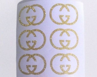 20 Glitter Gucci Inspired Stickers - Gucci Envelope Seals - Gucci Wall Stickers - Gucci Decals - Gucci Theme Party Decor - Glitter Stickers