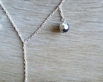 Silver necklace with metalic black beads