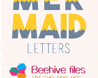 Mermaid alphabet, font, 26 letters,digits, symbols Shields Svg, svg, dxf, png, eps format