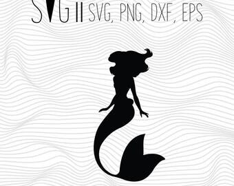 Ariel Svg, Mermaid Svg, Mermaid Ariel Silhouette, Svg For Silhouette, Svg For Cricut, Vinyl Decal, Monogram Svg, Mermaids Clipart Files