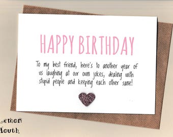 Funny BEST FRIEND Birthday Card/ Bestie / Love / Friends /Humour / Banter / Greetingcards - Another Year Pink