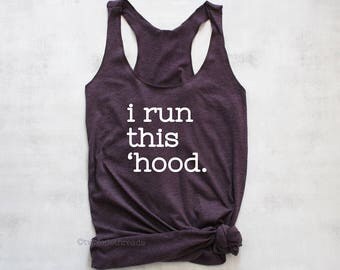 I run this hood tank top, racerback running tank top, womens running tank top, ladies running top, gift for runner, marathon training tank