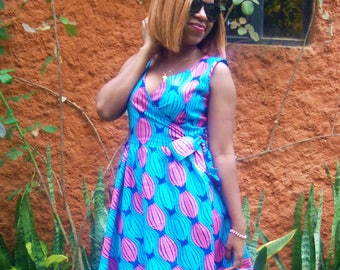 African Wrap Dress, African Print Dress ,Ankara Dress, African clothing, african dress, the african shop, kitenge,dashiki , ethnic clothing