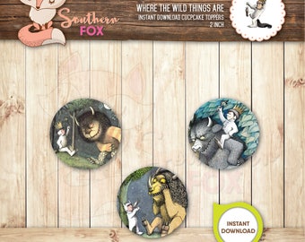 Where the Wild Things Are Cupcake Toppers -Instant Download 12 Designs + 9 Ruffles