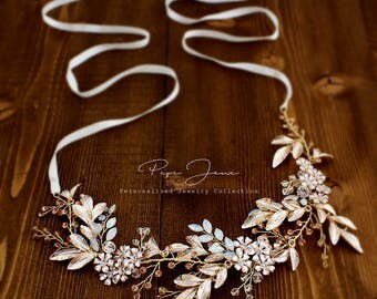Wedding Ribbon Headband Bridal Headpiece Bridal Hair Comb Bridal hair vine Wedding hair accessories Bridal hair piece Wedding hair piece