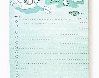 List - Penguin TO DO LIST notepad - eco-friendly, recycled paper notepad - super cute gift for coworkers and friends and planner addicts