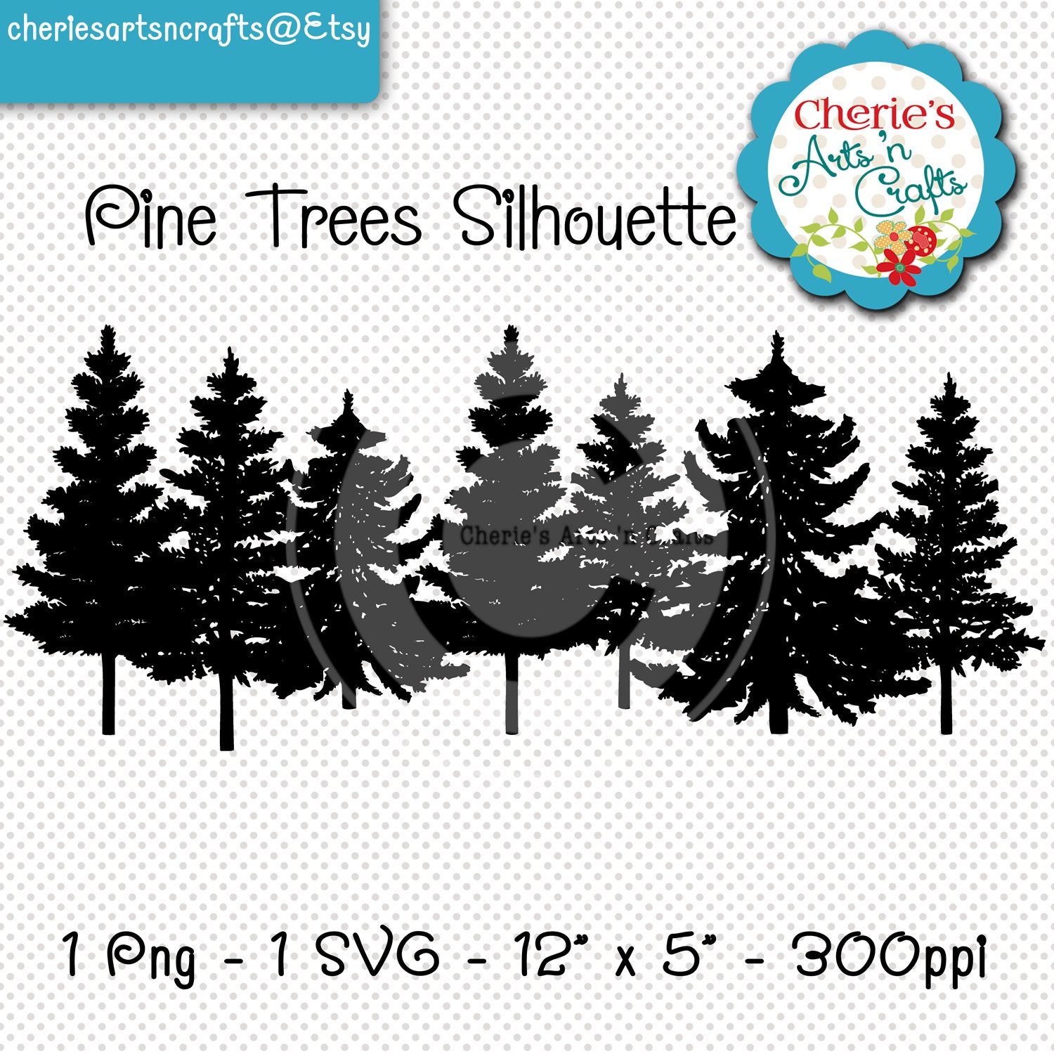 Pine Trees Silhouette SVG and PNG Files Clip Art Pine