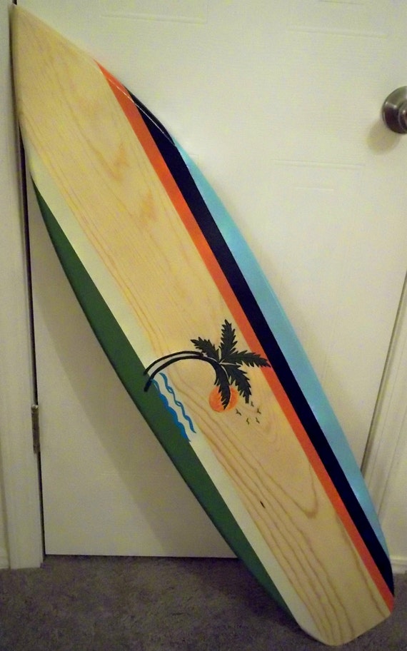Palm Tree Surfboard Wall Art Shoreline by scrollerplus4 on Etsy