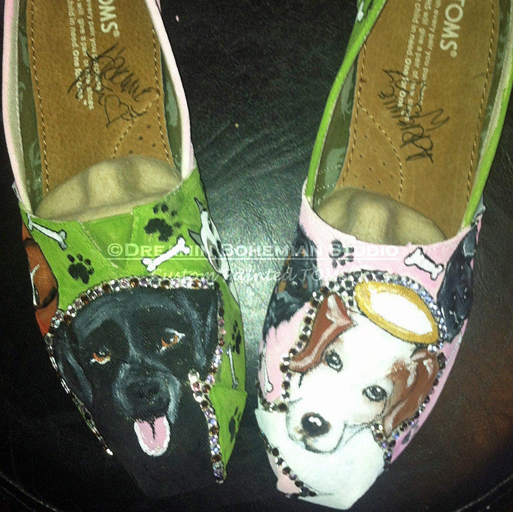 Painted TOMS Shoe Custom Dog Painting from Photo on flats