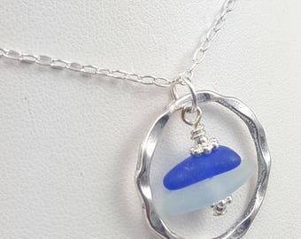 Sea Glass Necklace Sea Glass Jewelry Cobalt Blue Sea Glass Aqua Sea Glass Necklace Beach Glass Necklace Beach Glass N-527
