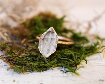 Herkimer Diamond Ring - Raw Stone Engagement Ring - Raw Quartz Ring - Rough Diamond Ring - Bohemian Wedding Ring - Promise Ring For Her