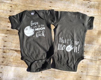 Love You to the Moon and Back, That's No Moon! Infant bodysuit. Fandom baby gift. Nerdy baby gift. Geek Baby gift. Fast Shipping!