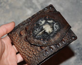 Steampunk wallet Plague Doctor mask Men's wallet leather Husband birthday gift Boyfriend birthday gift Custom mens wallet Apocalypse Mad Max