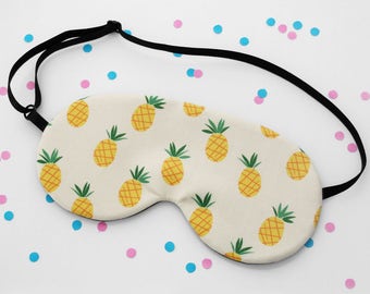 Pineapple Sleep Mask, Tropical Eye Mask, Fruit Fabric, Silk Back