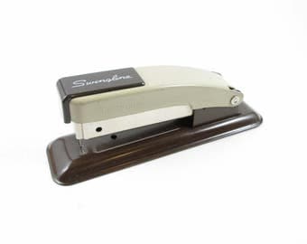 Swingline Stapler Vintage Small Two Tone Brown Desk Accessory Office Supply Made In U.S.A.