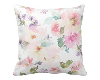 Floral Pillow Cover Watercolor in White