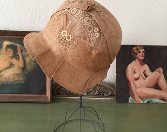 r e s e r v e d...vintage 1920s cloche. RARE A.Miller's 20s straw lace cloche hat. 1920s antique cloche