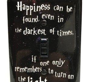 Light Switch Plate Dumbledore Quote Happiness Can Be Found Switchplate, Geeky Gift for Wizards