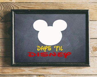 Days til Disney Countdown - Framed 5 x 7 Disney Vacation- DRY ERASE